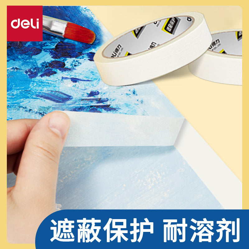 Deli 30672 Masking Paper Tape 36mm * 20y Spray Paint Protective Film Beauty Seam Easy Peeling Masking Glue Wrinkle Paper