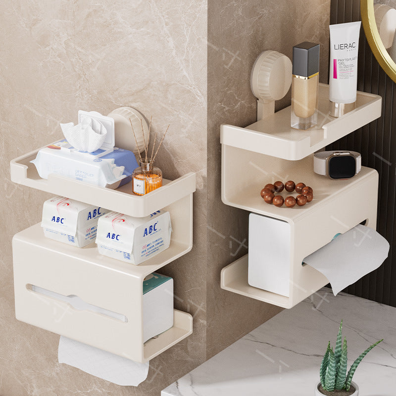 Household toilet No punching suction cup Toilet paper rack Bathroom toilet tissue box Wall hanging Toilet paper storage box
