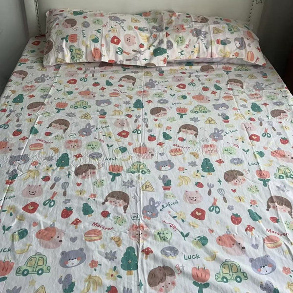 Treated cotton cartoon four-piece set, pick up the leak price of 118 yuan free shipping, non-refundable and non-exchangeable