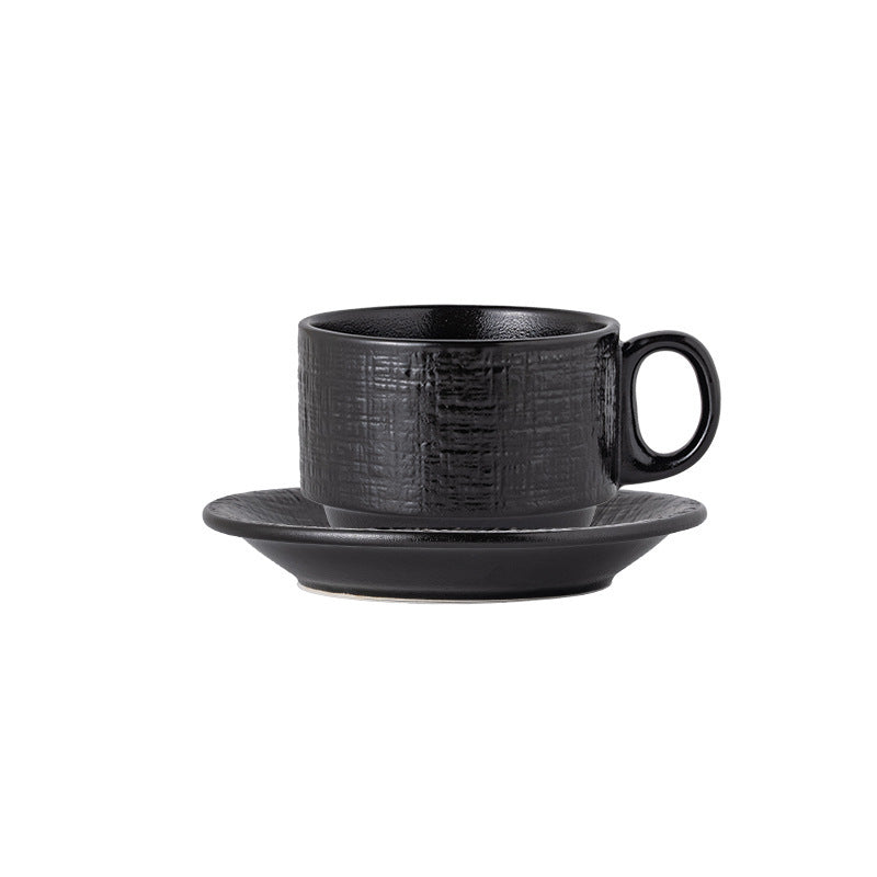 Simple stylishpure color embossed coffee cup and saucer for home ceramic cup cafe latte art cup restaurant afternoon tea photo