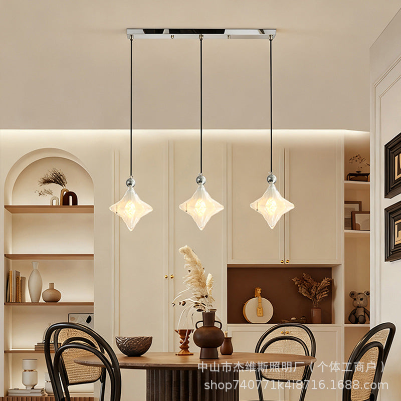 Diamond pleated glass table lamp wall lamp chandelier silver chrome metal retro cream style bedroom bedside bay window soft light