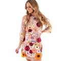 M cross-border fashion ins direct sales stereo flower mesh lace embroider hip-covering silmslimming look sexydress