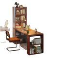 Corner desk for home bedroom study, small apartment computer desk with storage, minimalist modern office writing desk