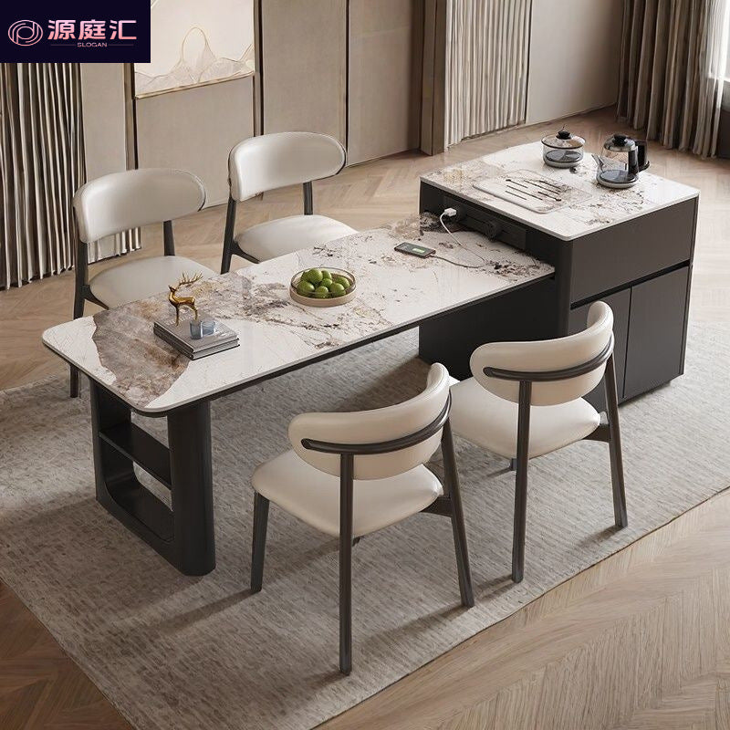 For home slate island table dining table all-in-one dual-purpose retractable classy solid wood dining table and chairsaccessible luxury creative dining table island