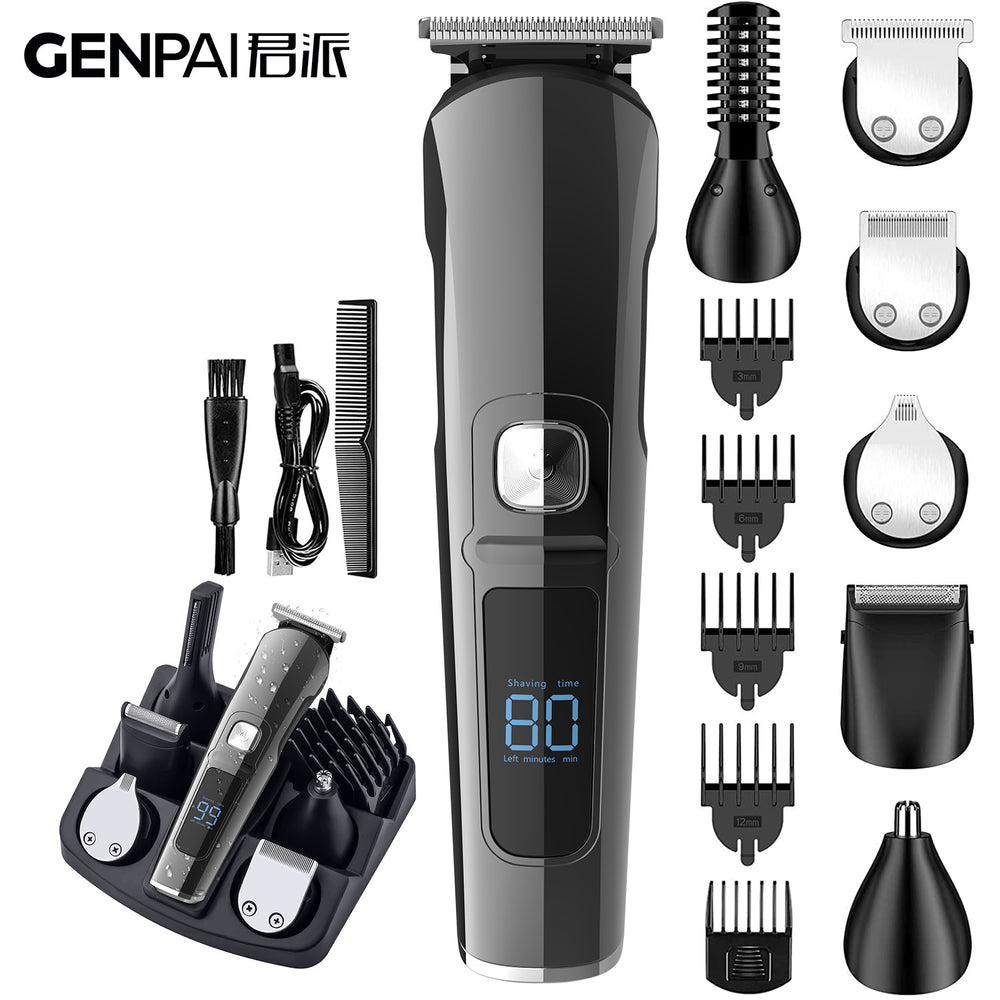 Electric hair clipper, hair trimmer, full body washable hair cutting machine, lcd digital display multifunctional kit, smart