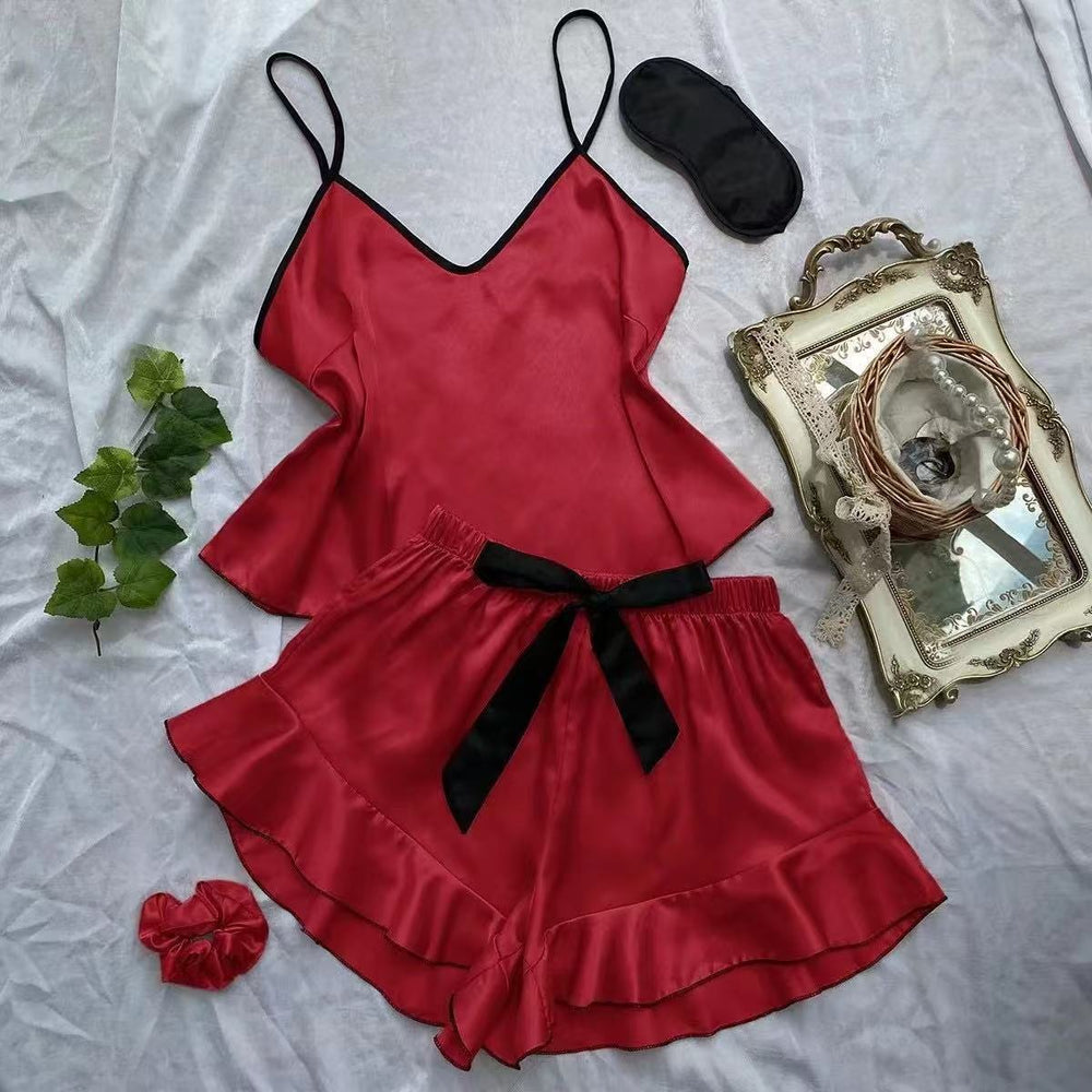 European and american style sexy lingerie pajama set - bowknot cami top and shorts - sexy new summer loungewear