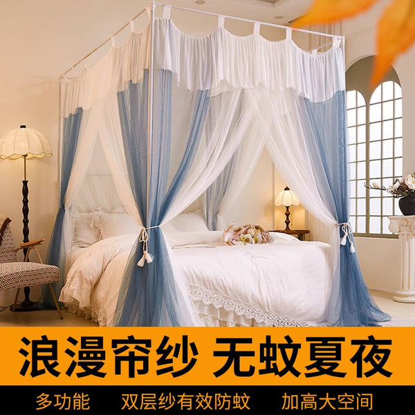 2025 new floor-to-ceiling mosquito net household bedroom palace three doors thickened bed curtain curtain yarn princess wind pattern net wholesale