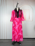Amazon cross-border fashion: elegant long pleated skirts, plus-size african women's clothing, printed chiffon dresses