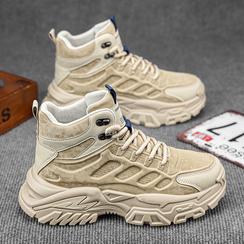 Workwear men's shoes winter non-sliphikingbootsmenthick soleheight increasingdad shoessportscasualhigh top trendy shoes