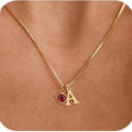 new arrival women's initial birthstone necklace fashion 14k gold-plated letter casualeasiest for match clavicle chain