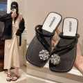 Women's slippers for outdoor wear - 2025 summer new arrivals: trendy, fashionable women's chunky heel flat sandals, thong sandals, and flip-flops