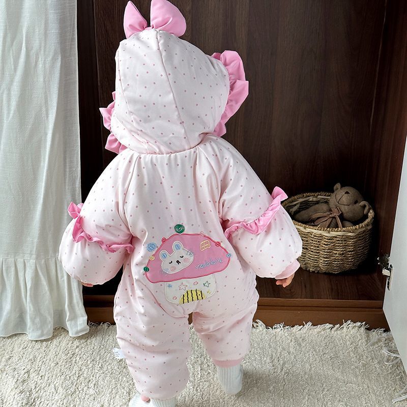 Winter outing clothes baby onesie romper baby onesie thickenedautumfleece-lined super cute winter clothes trendy