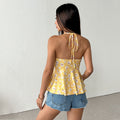 Amazon cross-border women's sweet & sexy halter top -  summer new arrival - tie-up a-line cropped top