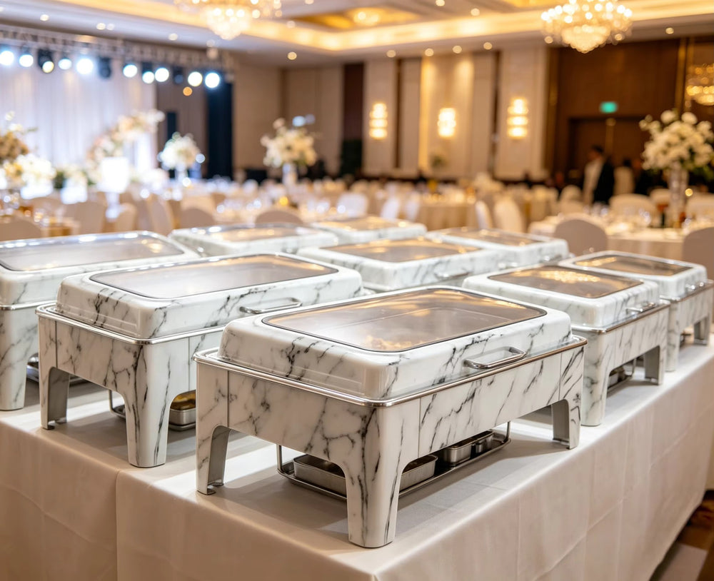 Marble pattern stainless steel buffet warmer - 9l hydraulic buffet stove - hotel & wedding food warmer - in stock