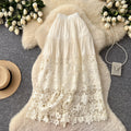 spring new arrivallacepatchwork a-line skirt women's cut outhigh waist cake skirt easiest for match mid-length skirt