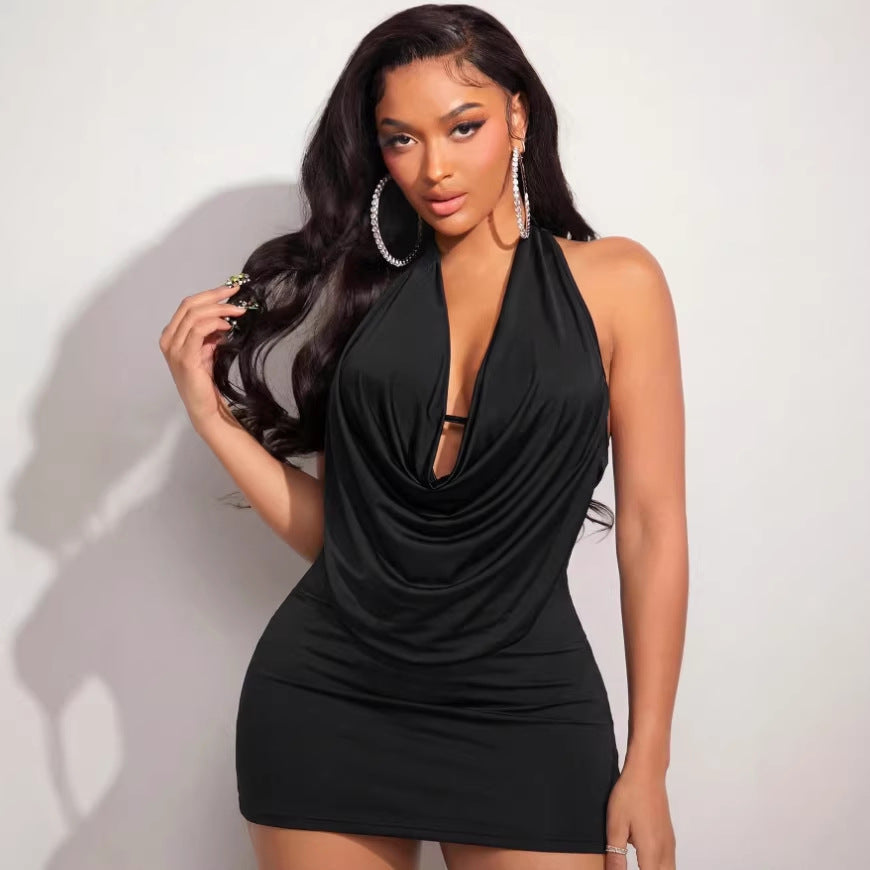 Amazon cross-border fashion: new plus-size women's bodycon backless shawl sexy mini dress (us/eu style)