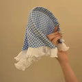 Blue and white lace headband and headscarf all-in-onefrench triangle scarf head scarf square hat hat pastoral style zhou ye same style hair accessories for women