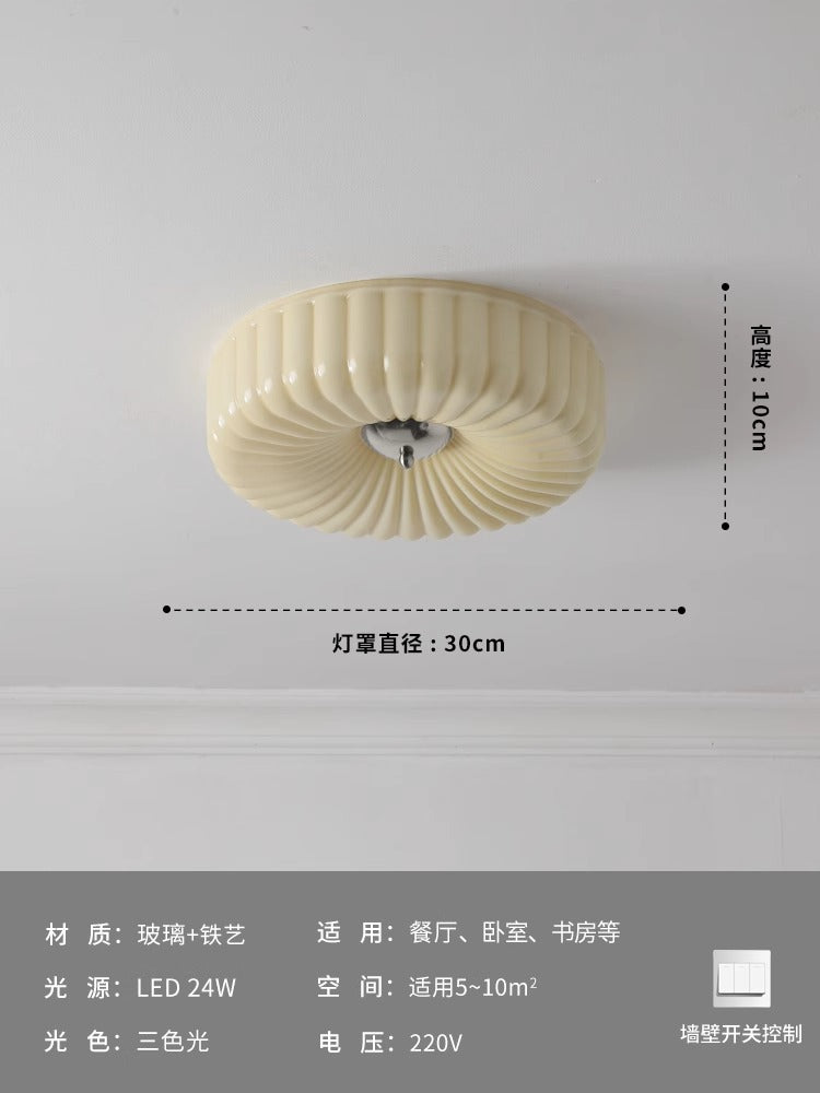 [Strict selection] Bauhaus cloakroom ceiling light medieval vintage French cream balcony foyer glass light