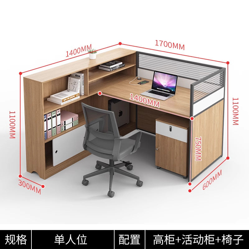 Modern minimalist office desk and chair set - double/6-seat workstation for office use