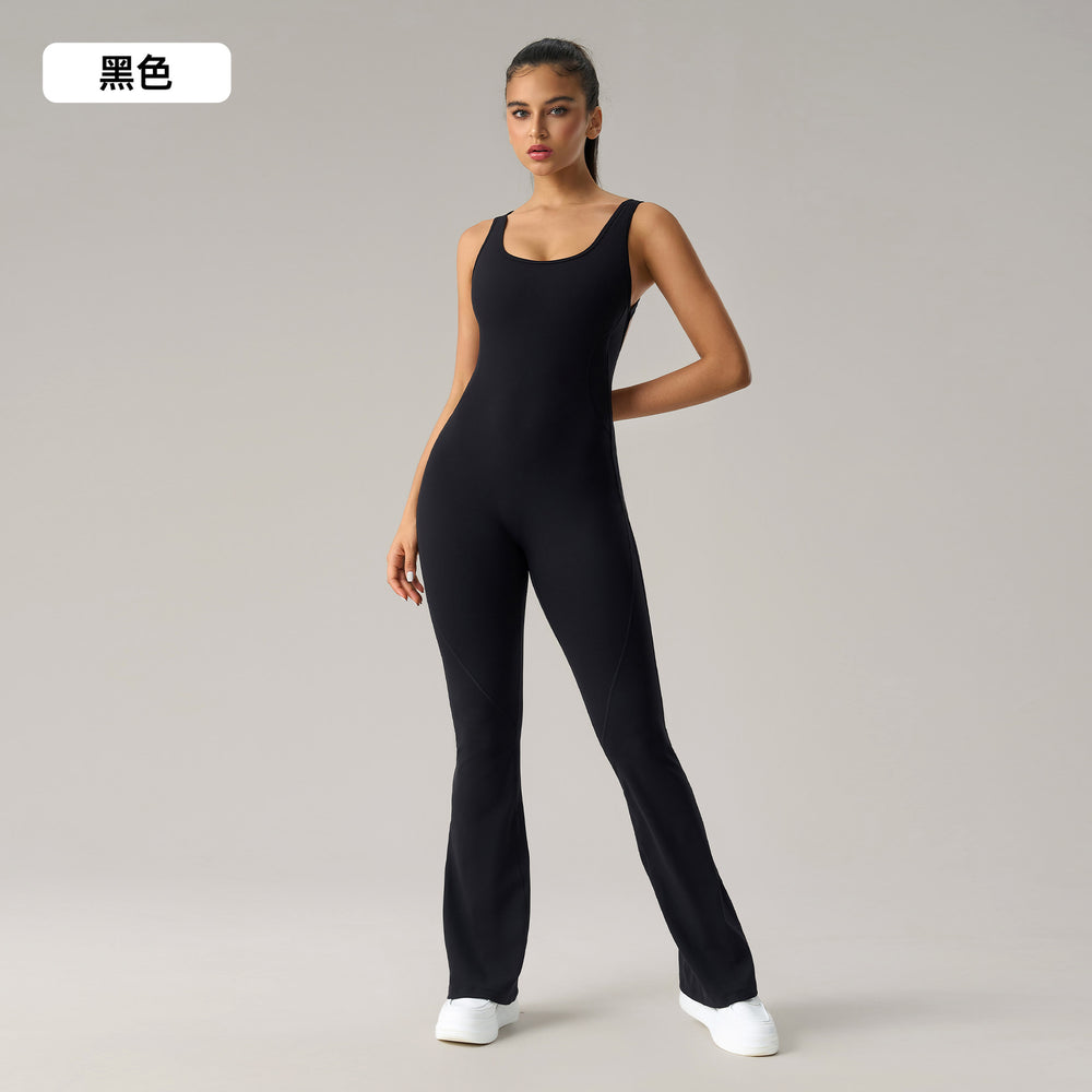 european and american butt-lifting slimming one-piece yoga suit with chest pad and slightly elastic sports fitness one-piece suit dlt006