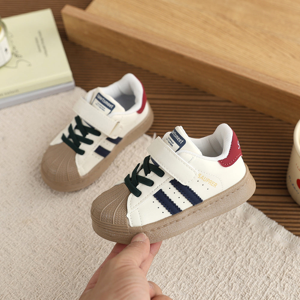 Vancahao girls breathable toddler shoes non-slip sports white shoes boys shell toe sneakers baby agan shoes