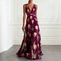 women's summer new arrivals: european and american style cross-border dress - elegant printed, waist-cinching v-neck dress
