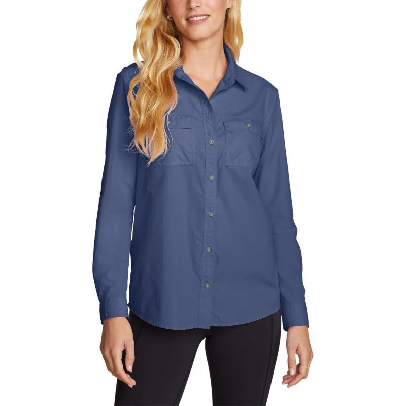 Amazon fashion lightweight polo neck long sleeves shirt  spring new arrivalfashionelegantloosetops