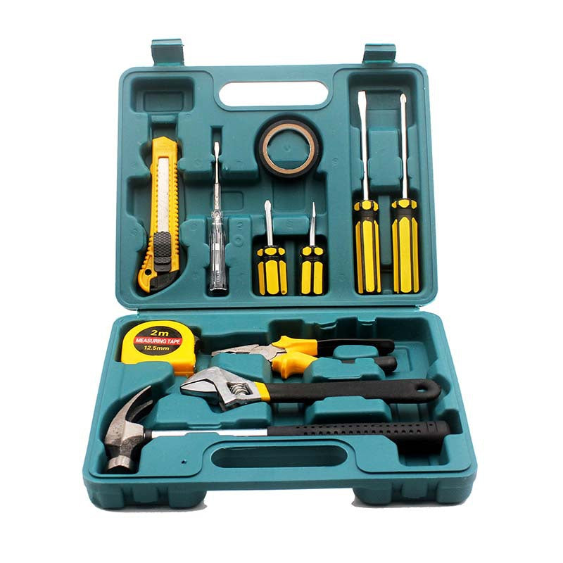 Large Box Hardware Toolbox Portable 12-piece Set Car Emergency Toolbox Screwdriver Wrench Hammer 8012G