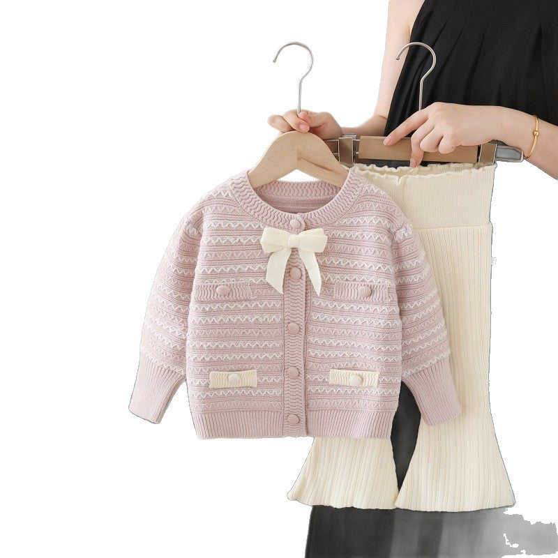 Girls' knitted cardigan set - autumn  new collection: two-piece outfit for little girls