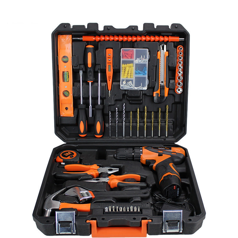 44-Piece electric drill tool set toolbox, carbon steel car portable hardware tool set 010