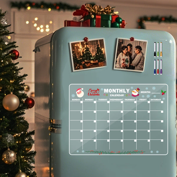 Cross-border  Christmas Magnetic Acrylic Month Plan Calendar Note Message Writing Board Rewritable Refrigerator Sticker