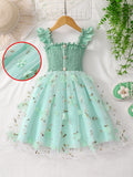 Girls' dress for toddlers and young children, ruffled cami top with mesh skirt