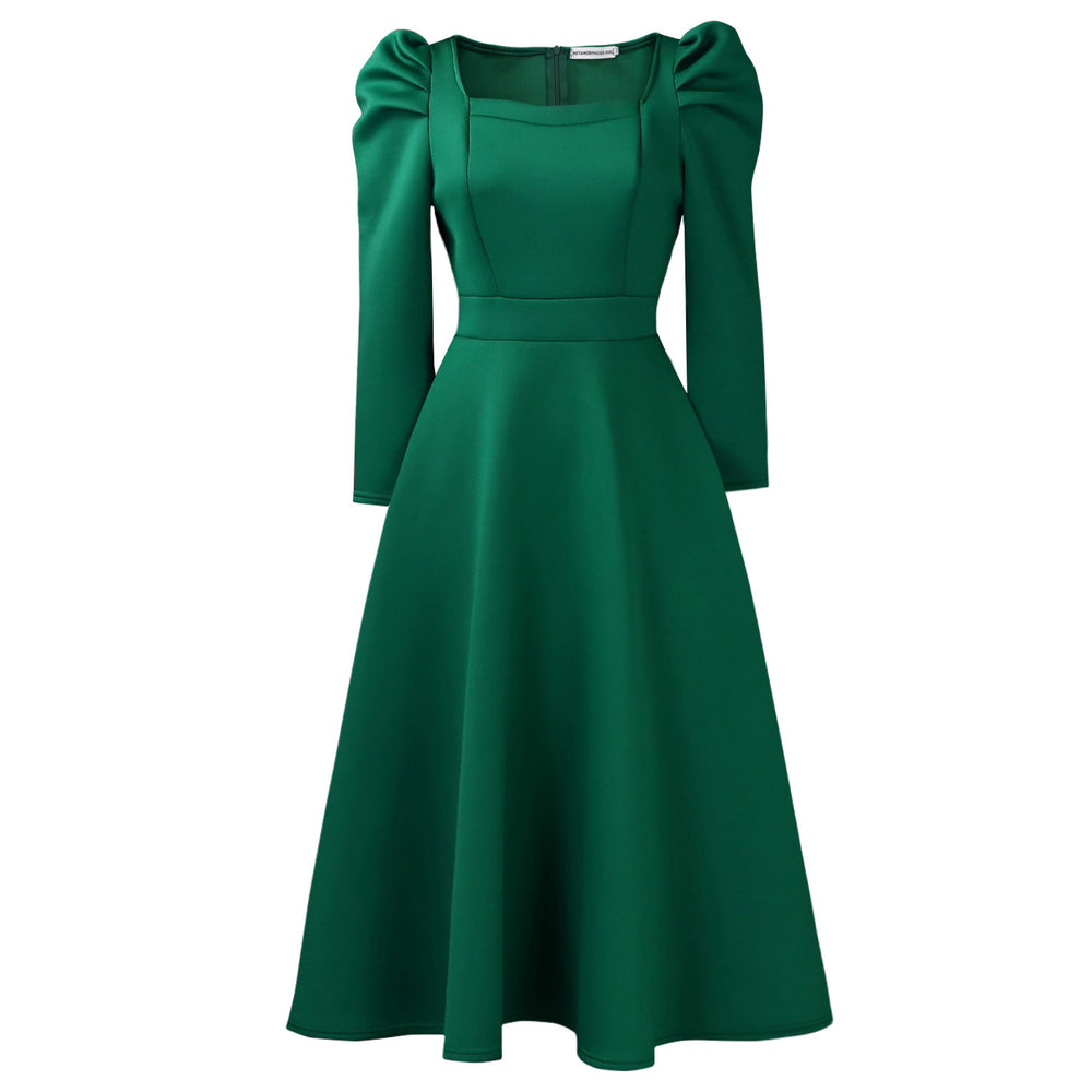D3354  autumn/winter new women's fashion solid color square neck high waist maxi dress african style