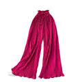 Summer outfit: high-waisted tie-waist casual pants for women - plus size, slimming, flattering, and flowy wide-leg pleated trousers