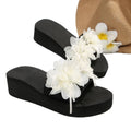 plus size round toe one-shaped wedge slippers 2025new arrival rhinestone flower women's exportfashionexport slippers