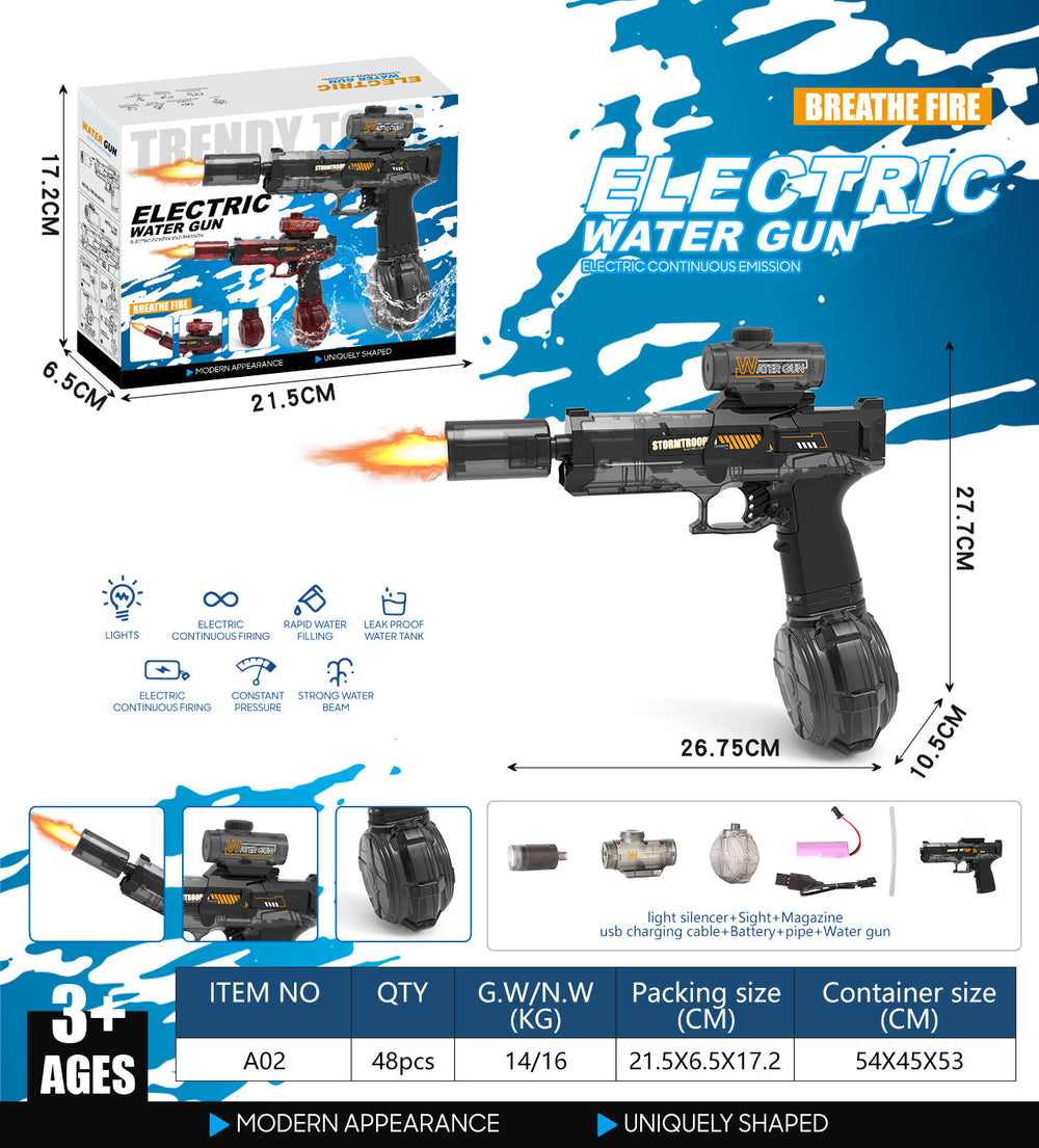 Douyin's popular ice mouse electric water gun pulse water gun automatic water absorption large capacity lighting kids water gun toy