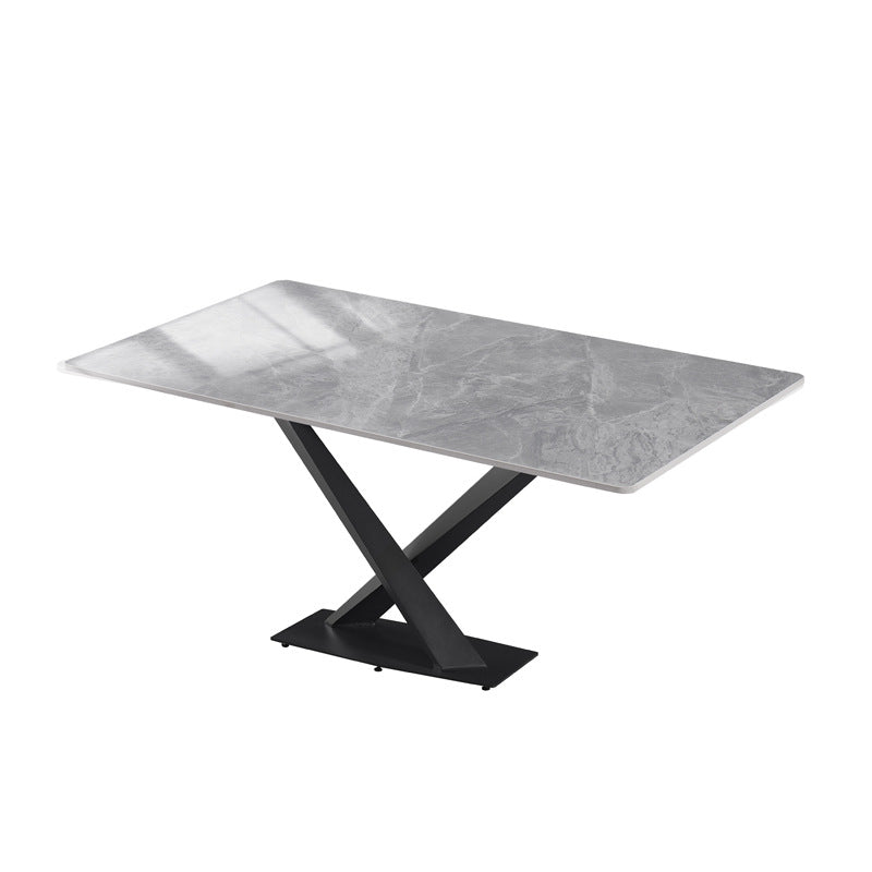 Italian light luxury sintered stone dining table and chairs set - modern minimalist rectangular dining table for small spaces