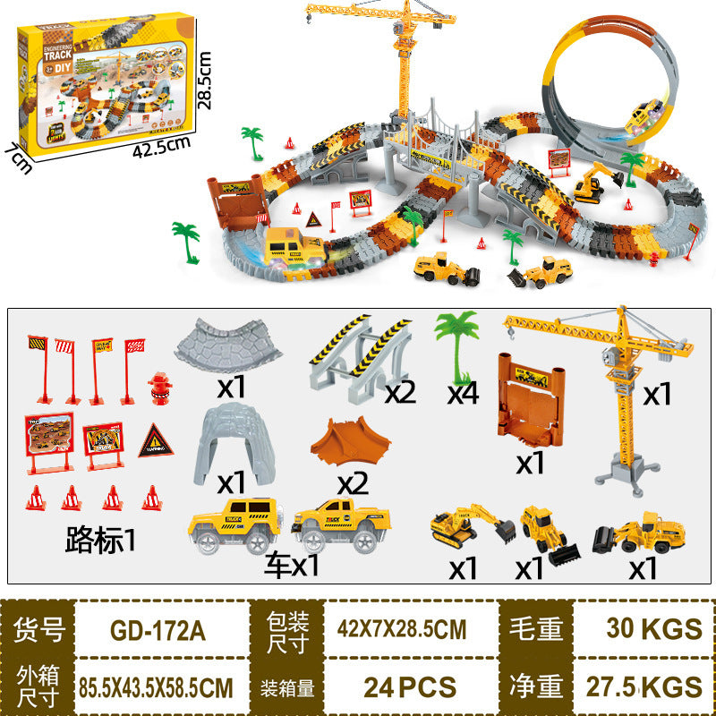 New arrival cross-border engineering rail car scene toy plug-in rail toy car educational kids electric rail toy