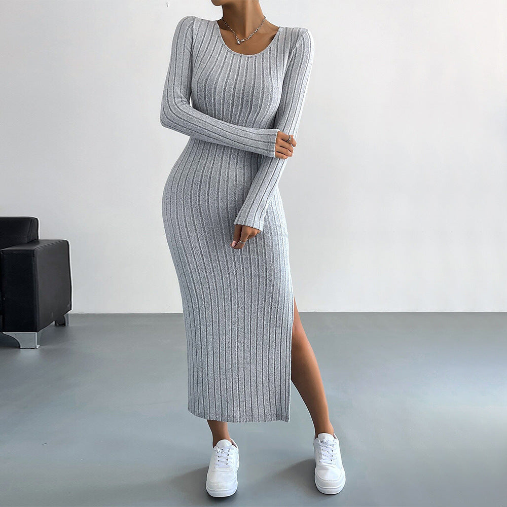 work clothingcasual style dress spring and summer silm slit hip-covering mid-length skirt petitesclassy sense