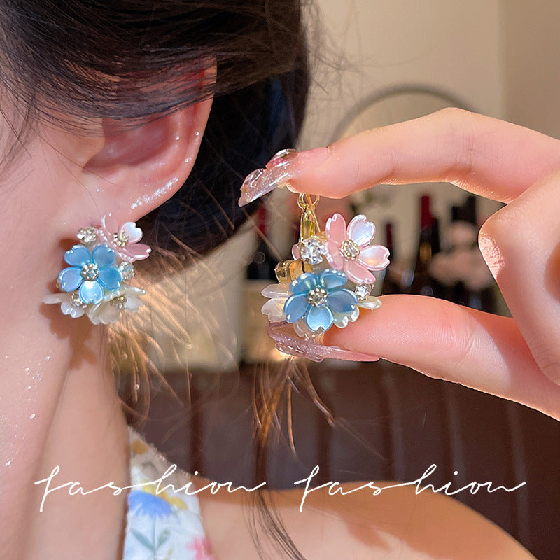 French chic floral earrings - dopamine dressing, luxury & high-end, vacation vibes, statement earrings
