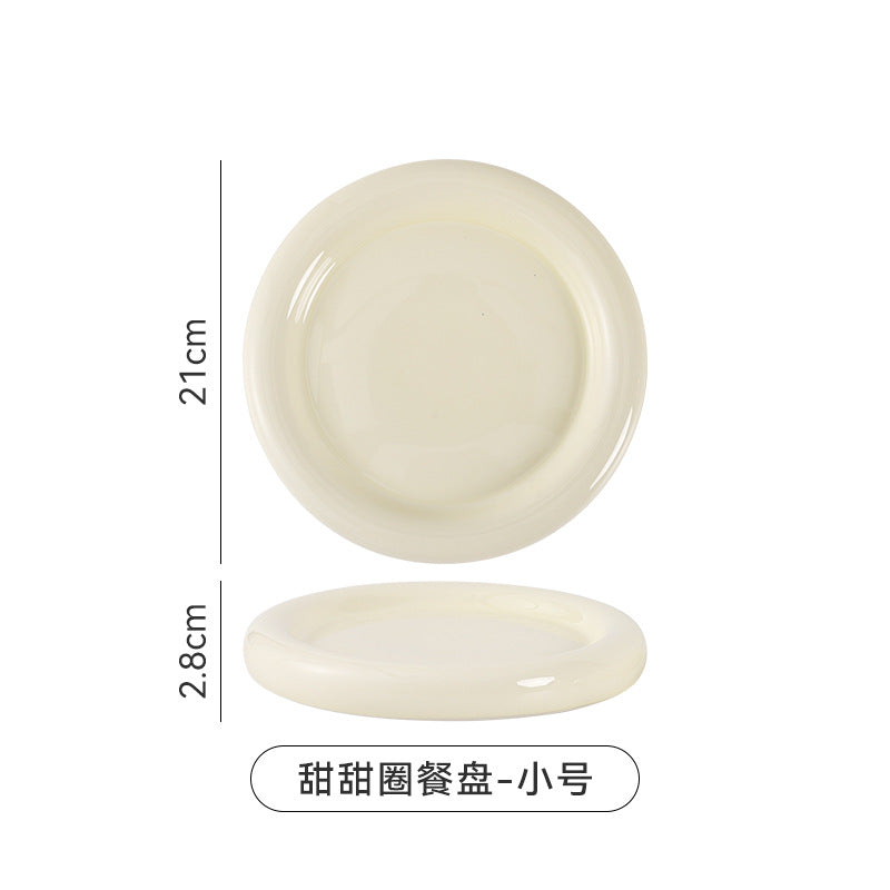Ceramic steak dinner plate western food light luxury classy sense creative dessert plate for home donut high value dish plate