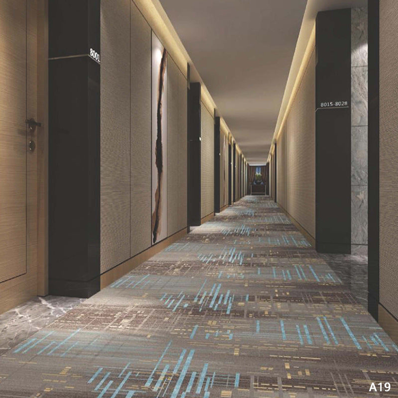 Custom hotel carpet for hallways and aisles, hotel guest room bedside rug, thickened nylon b1 flame retardant full coverage floor mat