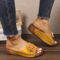 2026 summer new arrival: plus-size platform wedge slides - women's casual floral open-toe slippers, trendy fashion footwear for export