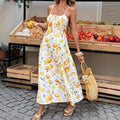 european and american cross-border new print camisole low-cut dress