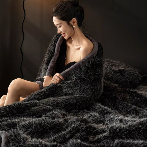 Italian light luxury cloud fleece blanket nap blanket sofa blanket winter warm shawl blanket bedside towel