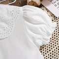 Summer girls' blouse - cross-border supply - pure white peter pan collar puff sleeve cute t-shirt top for young children