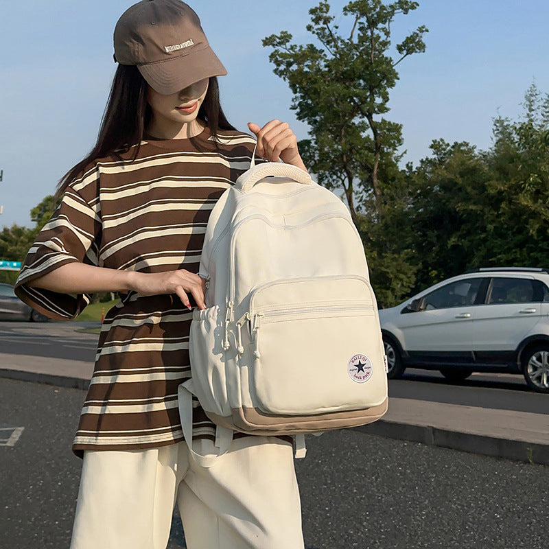 New arrival backpack classic student school bag large capacity lightweight water-repellent backpack lightweight pure color backpack
