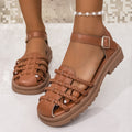retro woven open-toe sandals women's shoes  new summer beach vacation soft sole brown roman sandals