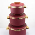 Food warmer containerexport3pcs gold lace double layer lunch box heat preservation hot sale in africa