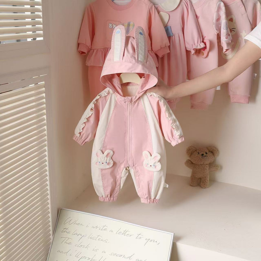 New arrival hooded outing clothes autumn clothes spring & fall baby jumpsuit outwear jacket baby newborn clothes